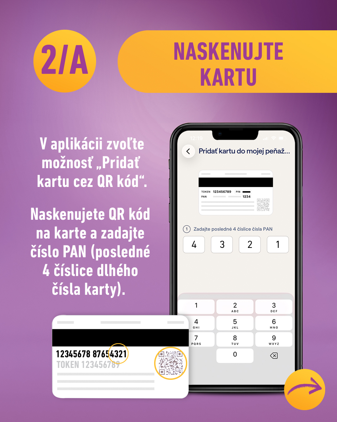 2/A. Pridanie karty naskenovaním QR kódu
