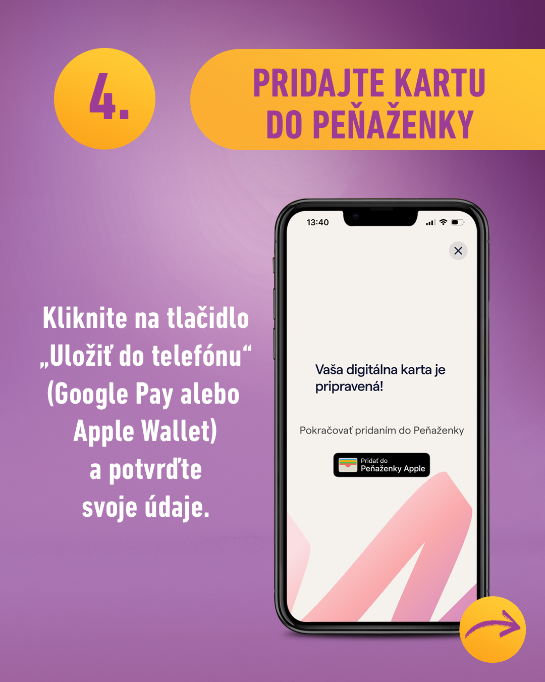 4. Pridanie karty do mobilnej peňaženky